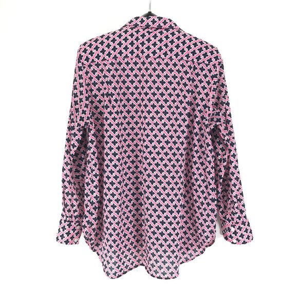 Nautica Jeans Geometric Print Button Down Shirt Women's XL Long Sleeve Cotton - Picture 7 of 11